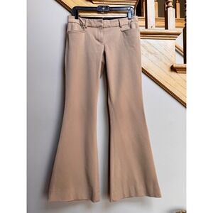 Y2K Express Womens Editor Flare Wide Leg Career Pants Camel Brown Size 4R Preppy